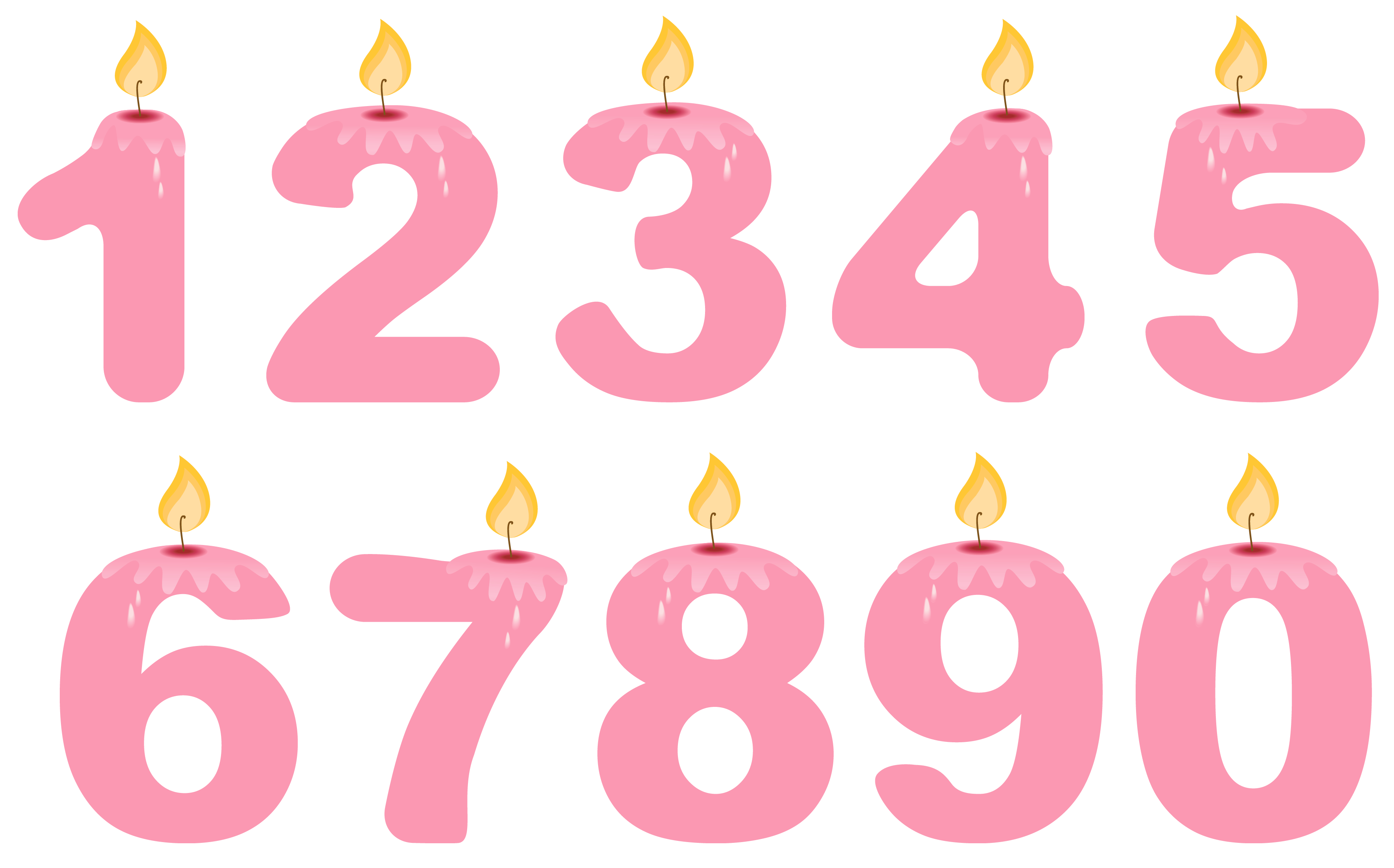 Transparent Numbers Birthday Candles Pink PNG Clipart | Gallery